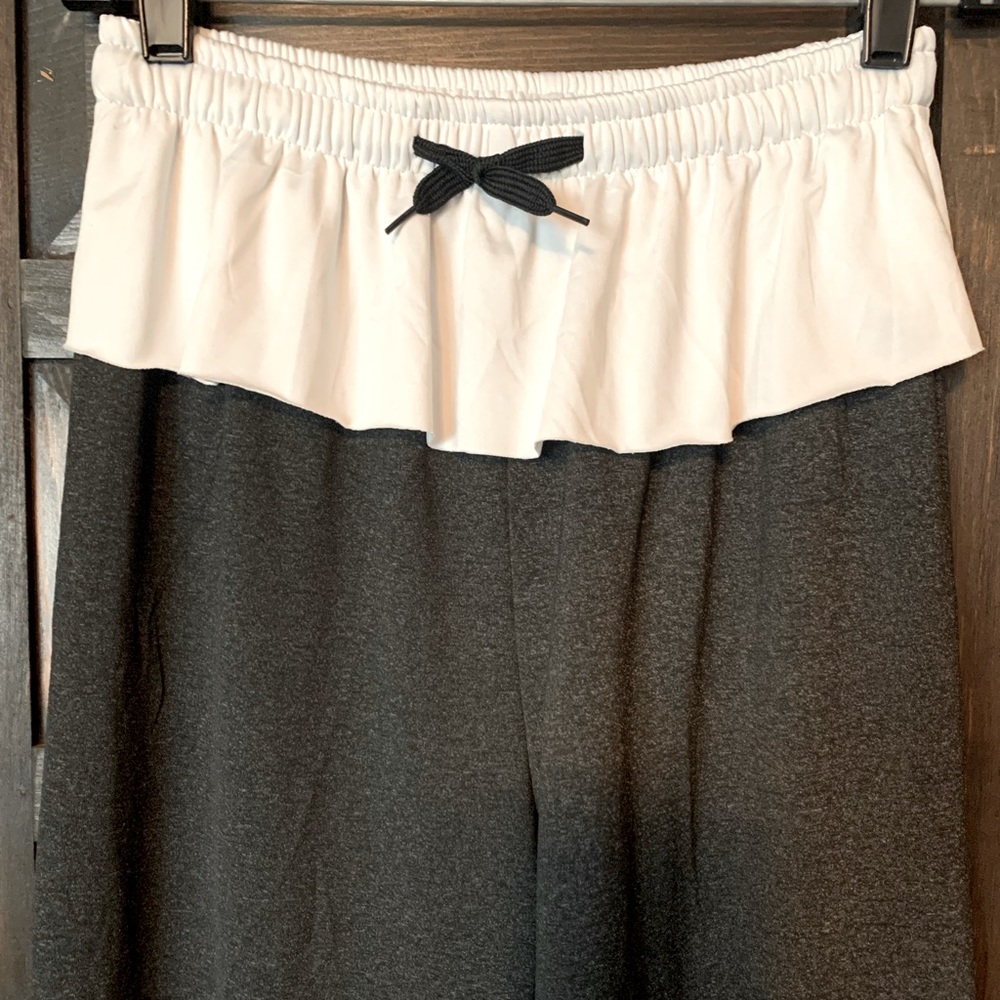 PatPat Yoga Pant Wide Leg with Ruffle - drawstring top - dark grey XL NWT